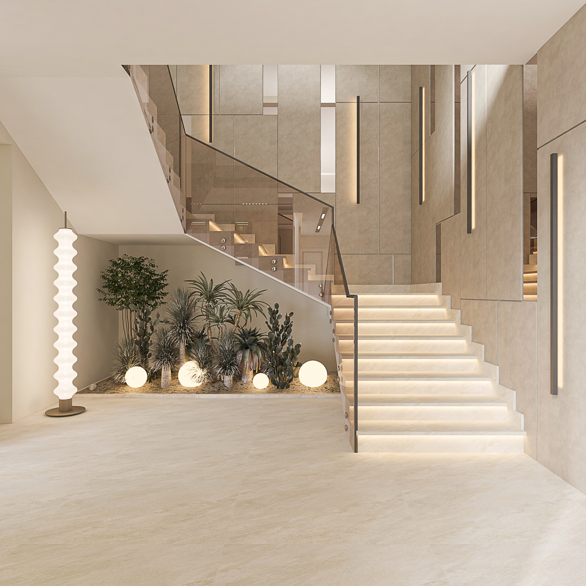 Cầu thang - lan can kính